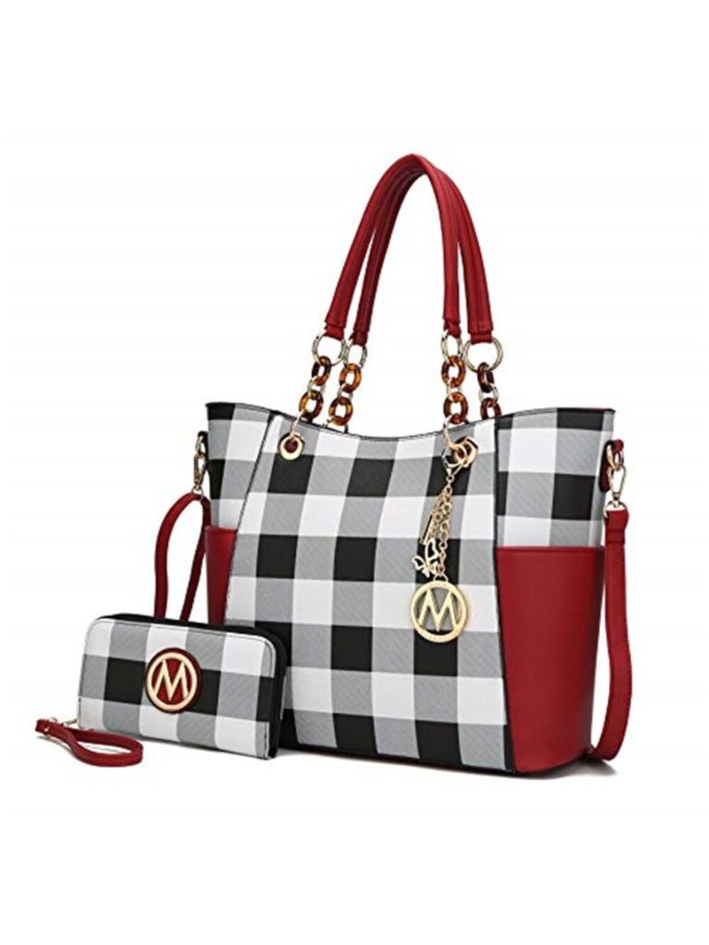 MKF Womens Tote Bag Wallet Set Vegan Leather Shoulder Purse Top Handle Handbag